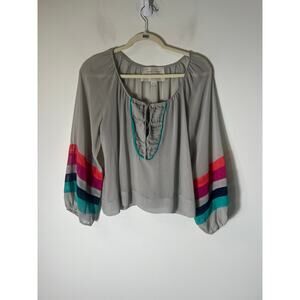 wendykatlen Grey Long Sleeve Blouse Sz M